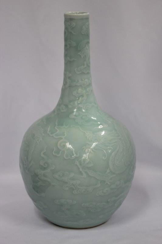 Fine Chinese Celadon Glazed Porcelain Bottle Vase,