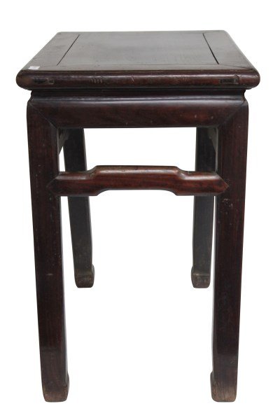 Chinese Occasional Table,: of rectangular top, set with facetted legs, united by stretchers, h 50cm
