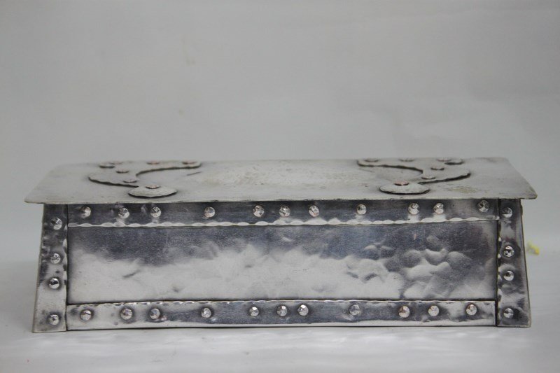 Arts and Crafts Silvered Copper Box and Cover,: of rectangular form, l 25cm