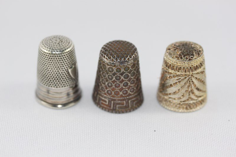 Three Sterling Silver Thimble,: (3)