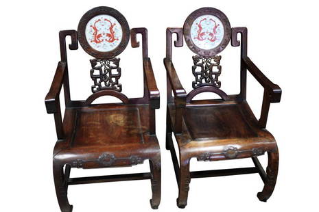 Important Pair of Chinese Late Qing Dynasty Armchairs,: belonging to Mei Quong Tart (1850-1903) " a leading nineteenth century Sydney merchant from China. He was one of Sydney's most famous and well-loved personalities and made a significant impact on the