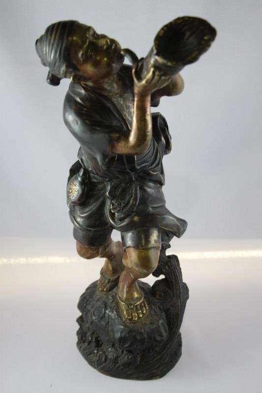 Japanese Bronze Sculpture of Conch Player,: h 29cm.