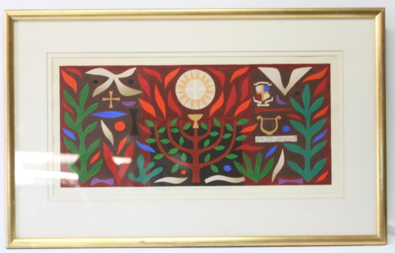 John Coburn,: Study of Canticle St Joseph's College Gouache on paper Signed lower right and titled lower centre 35cm x 74cn