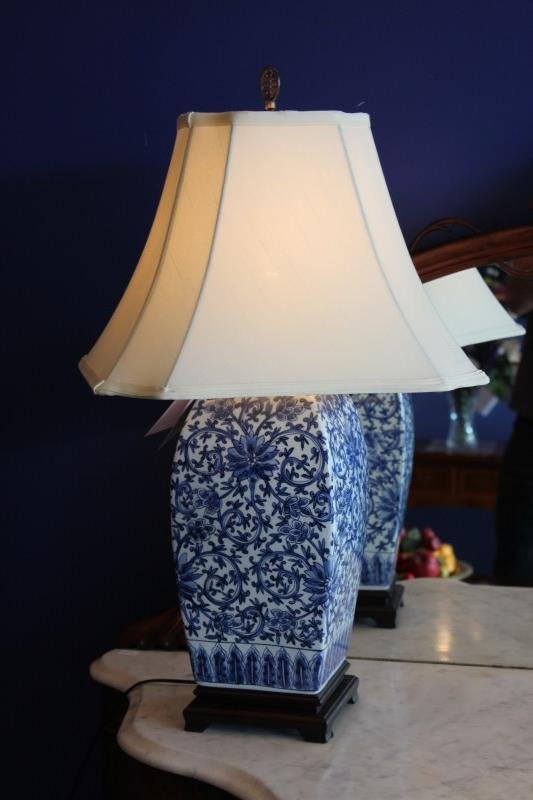 Chinese Blue and White Table Lamp, (1 of 1)
