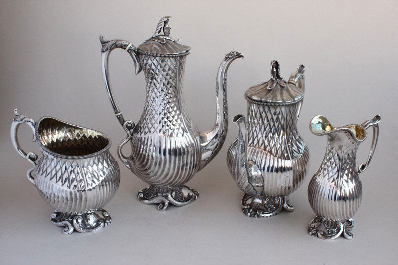 Rare Mid Victorian Sterling Silver Four Piece Tea (1 of 10)