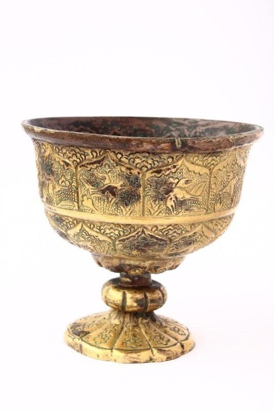 Tibetan Influenced Gilt Copper Offering Cup, (1 of 5)