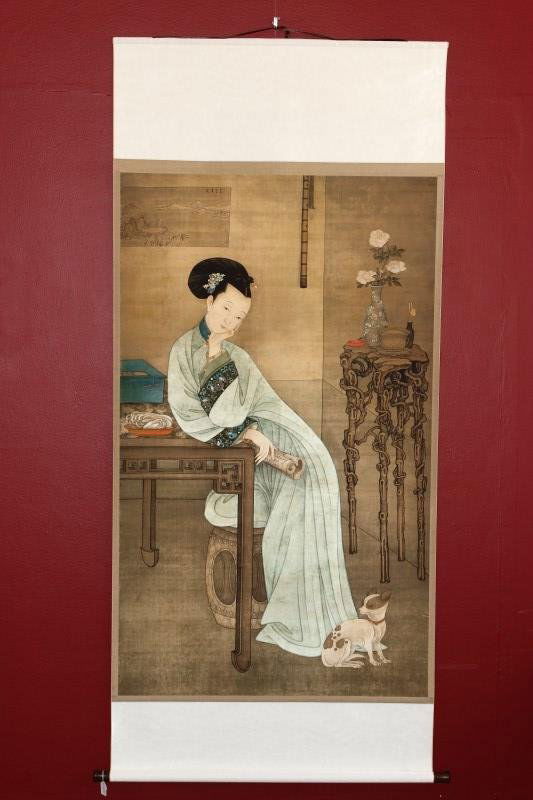 Large Chinese Hanging Scroll, (1 of 4)