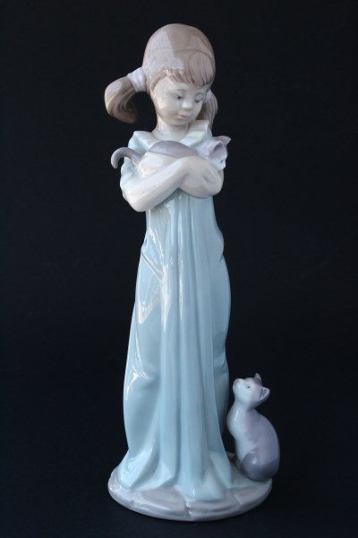Lladro Figure of a Young Girl with Cats, (1 of 3)