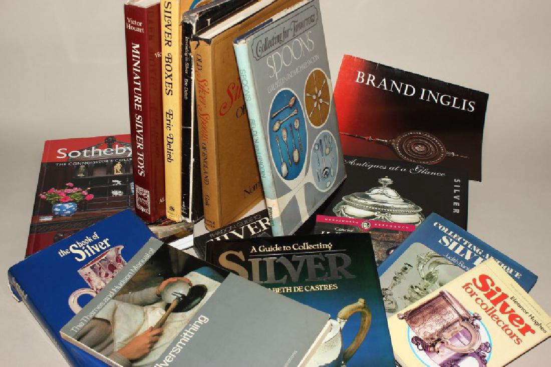 Collection of Books on Spoons, Miniatures, Boxes: and Collectables, including Miniature Silver Toys by Victor Houart, Silver Boxes by Eric Delieb, Investing in Silver by Eric Delieb, Old Silver Spoons of England by Norman Gask, Spoons by Belden and S