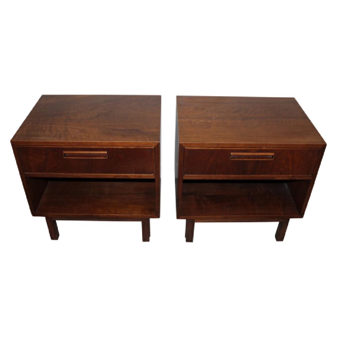 Pair of Janus Collection by John Stuart Nightstands: Set of two Mid Century Modern John Stuart "Janus Collection" nightstands. Very Good Condition. Measures 23" Wide, 17" Deep and 23" High.