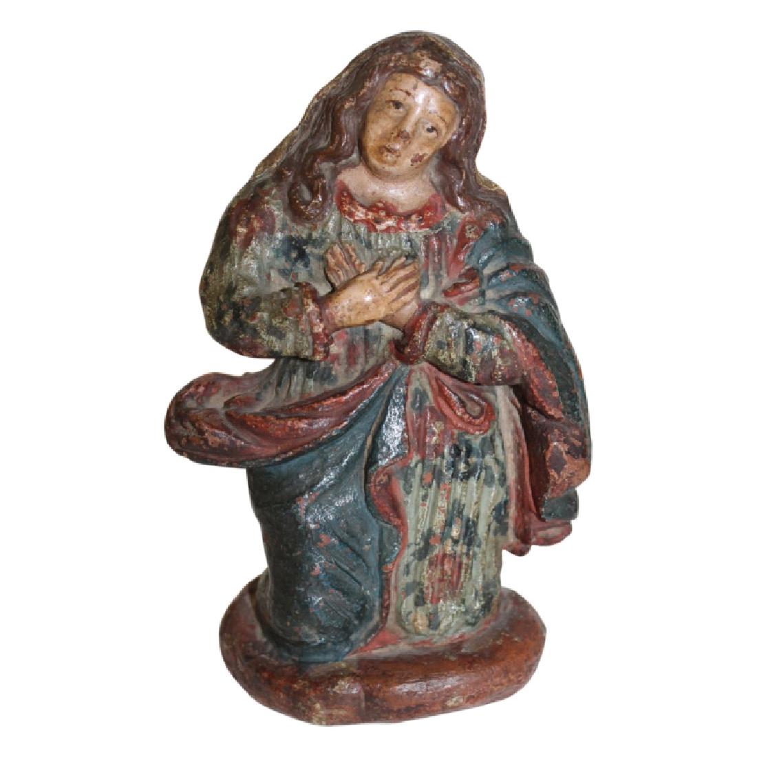 Antique Spanish Madonna: Spanish Antique Madonna made of red clay. Circa 19th Century. Measures 6.75" High.
