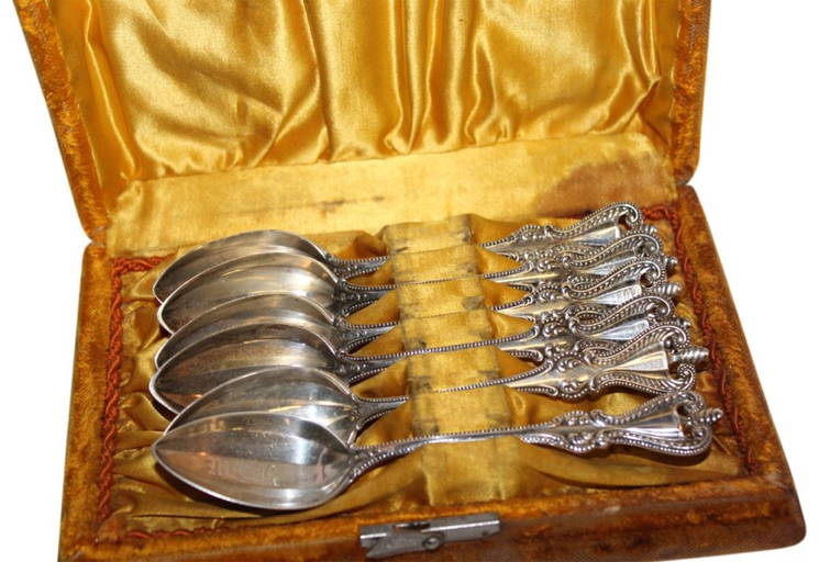 Antique Sterling Silver Spoon Set With Date
