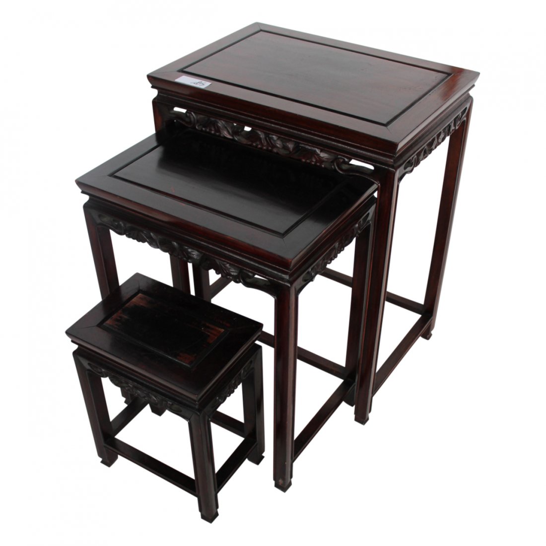 Chinese Hardwood Stacking Nest - 3PCS: Set of three Hardwood Stacking Nest. Ornately carved foliage. Chinese origins.