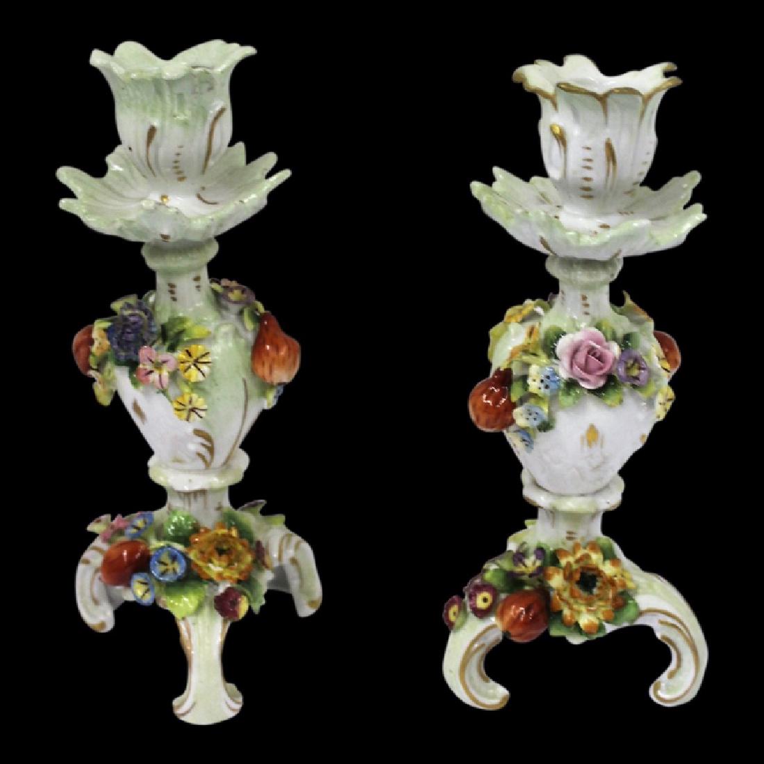 Pair of European Porcelain Candlesticks (1 of 7)