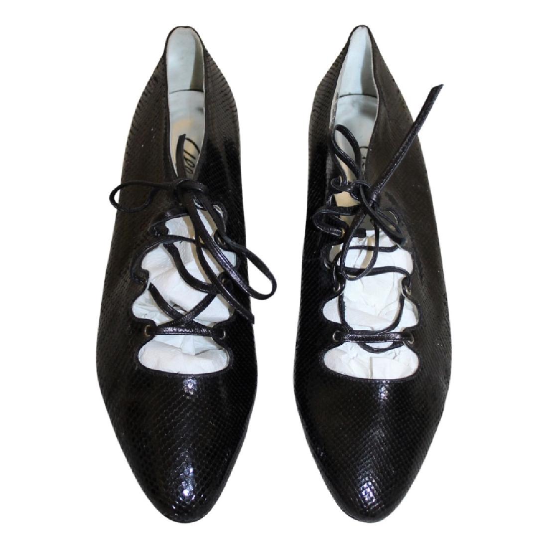 Pair of Black Albanese Snake Skin Flats (1 of 6)