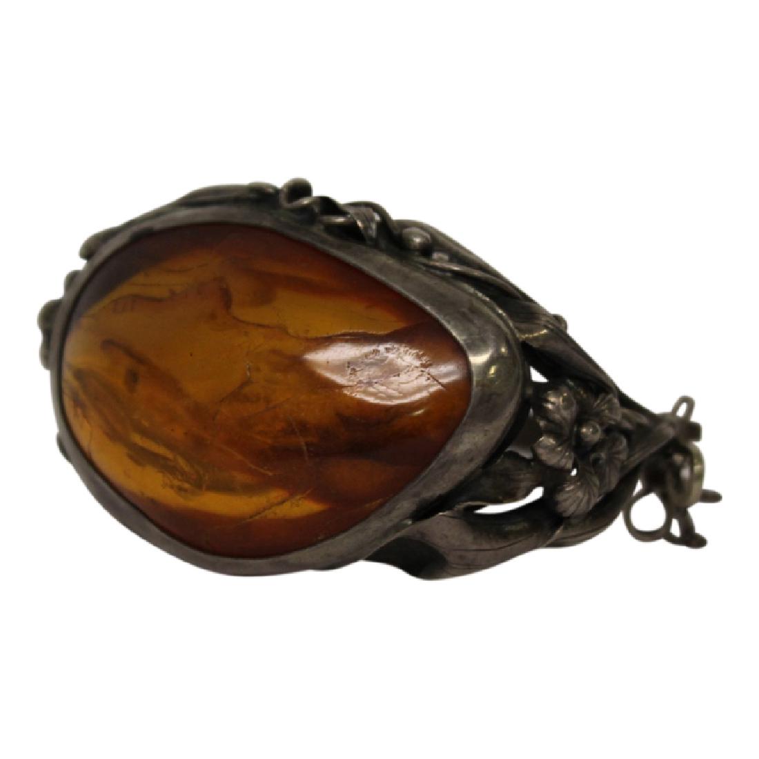 Antique Amber & Sterling Statement Bangle Bracelet (1 of 6)