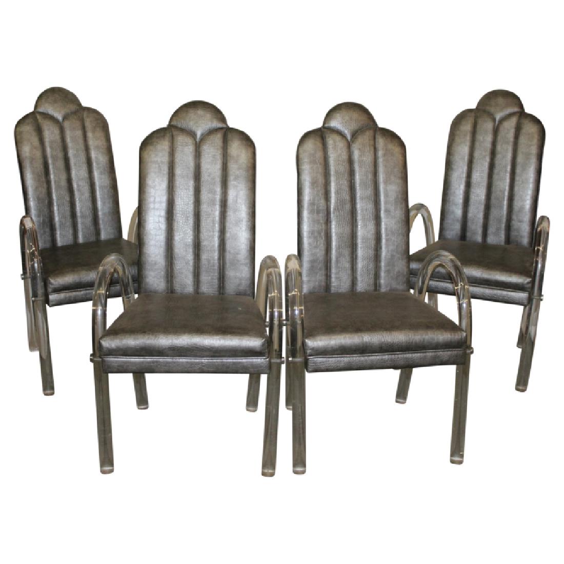 4 Mid Century Modern Lucite Upholstered Chairs (1 of 6)