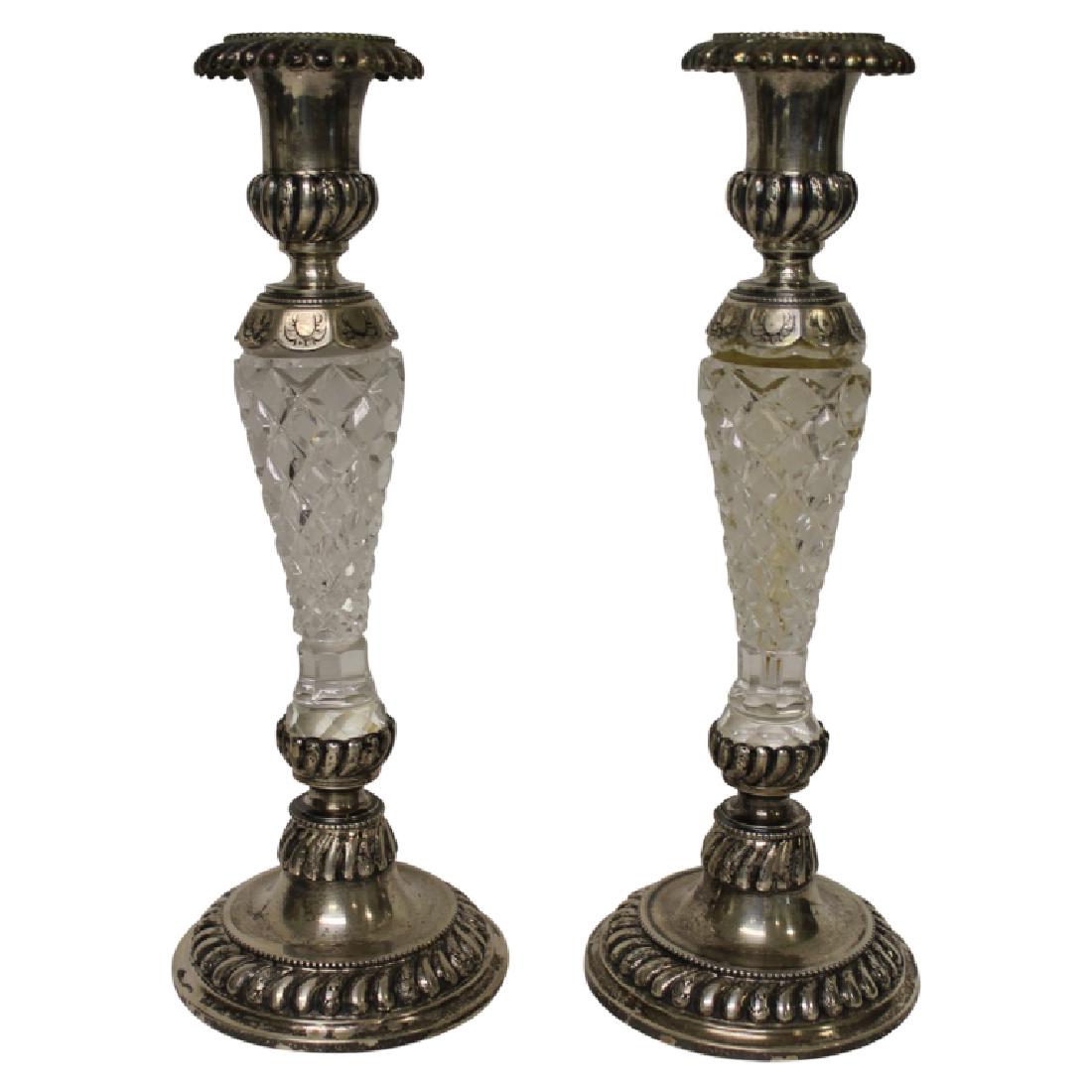 Pair of Hallmarked Sterling & Crystal Candlesticks (1 of 5)