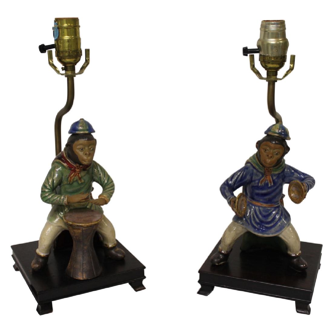 Pair of Chinoiserie Faience Monkey Light Fixtures Feb 24, 2018