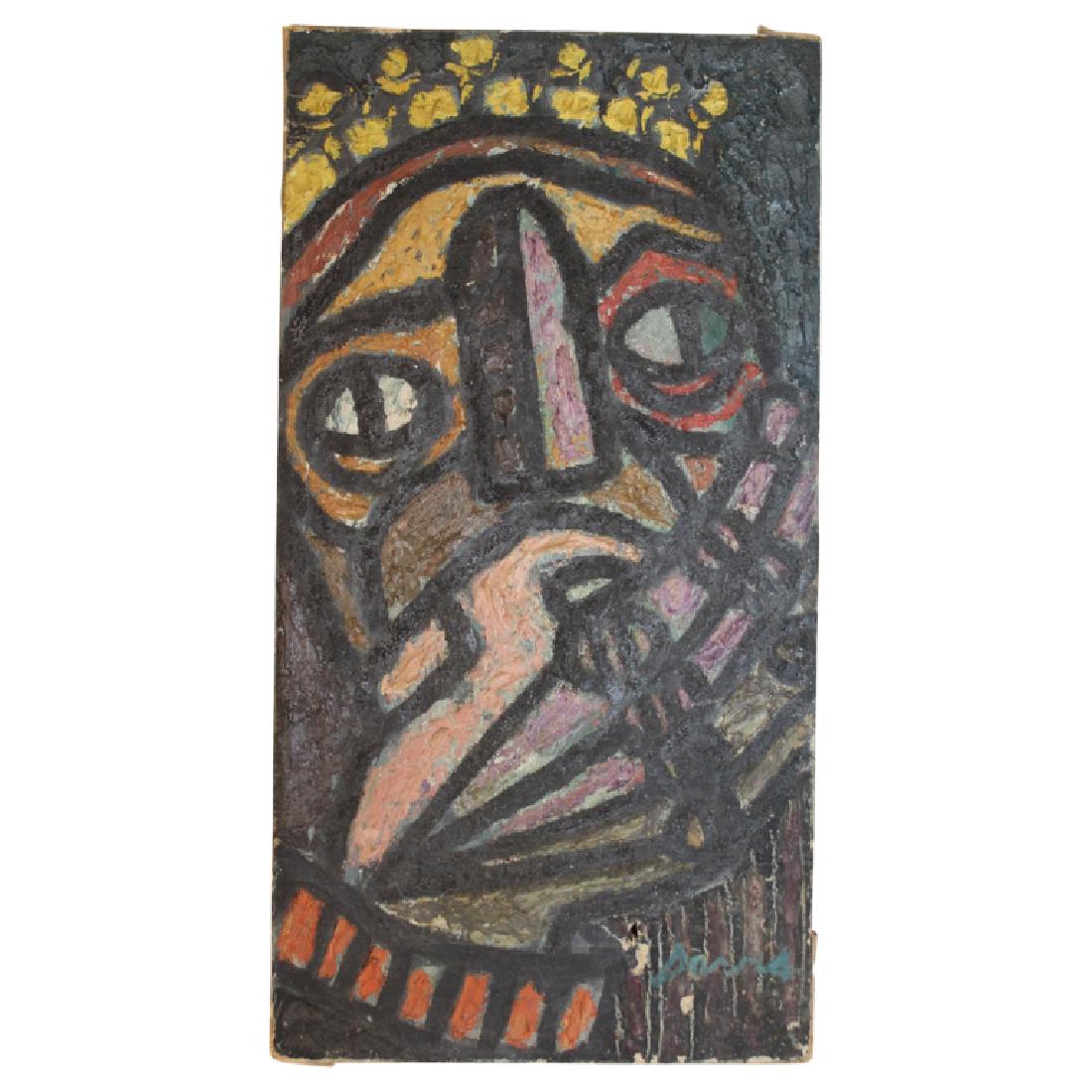Georges Rouault Style Oil Painting: Oil on canvas in the manner of Georges Rouault (1871-1958). Measures approximately 14" High and 7.5" Wide. Small hole in the canvas (see photo).