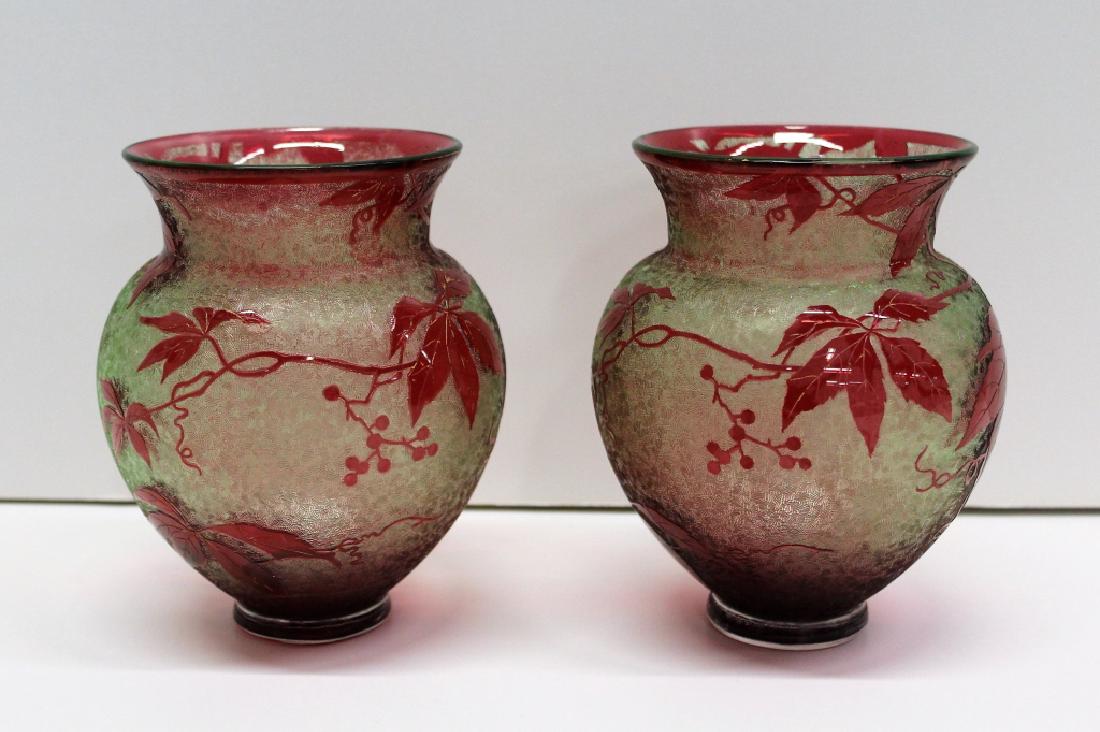 Pair of Cameo Vases Workshop of Baccarat (1 of 7)