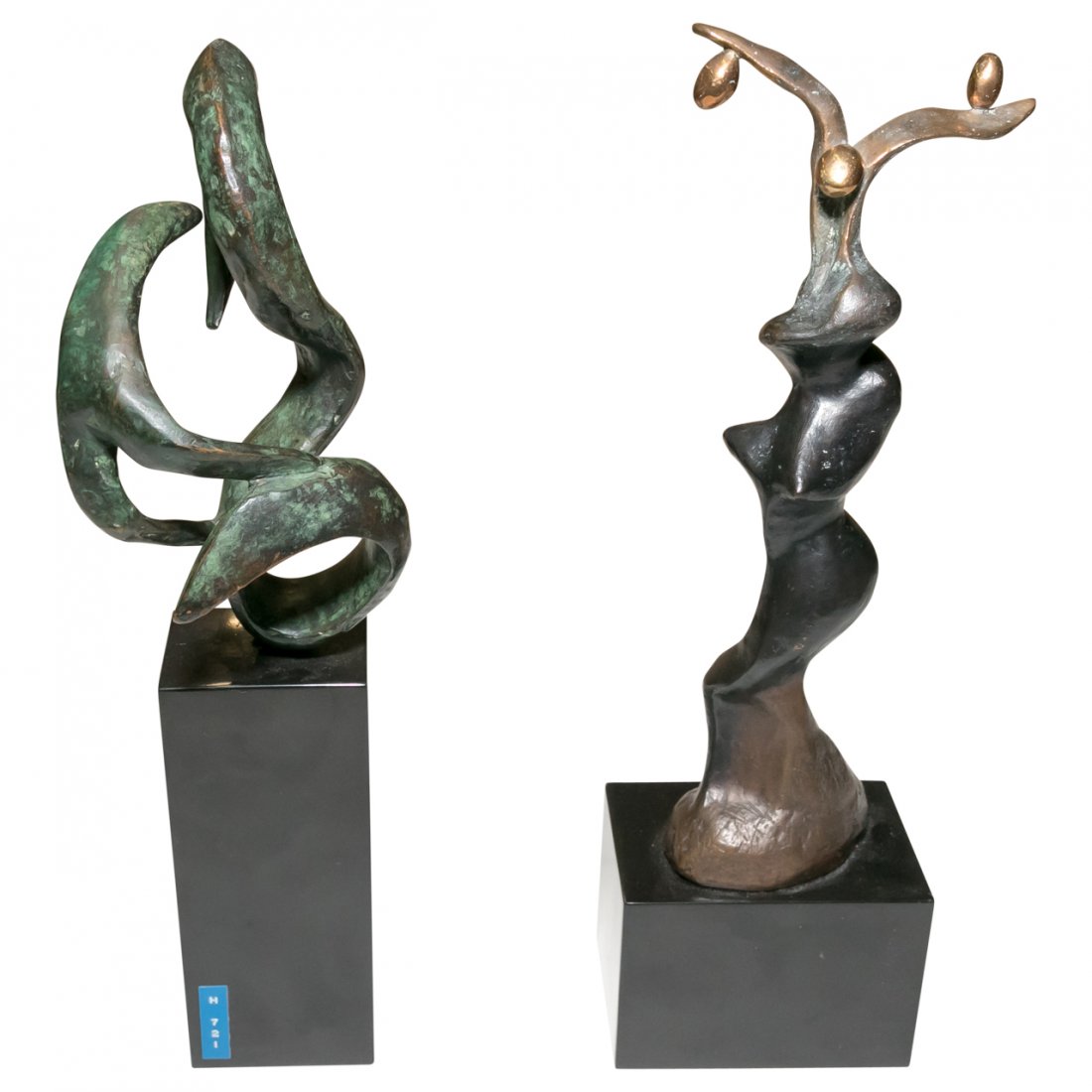 Two Patinated Modern Art Organic Form Sculpture (1 of 1)