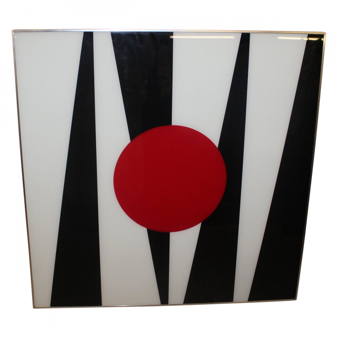 Abstract in Black & Red Turner Mfg.: Abstract in Red, White and Black wall art 36" x 36" glass and chrome frame Turner Mfg Chicago