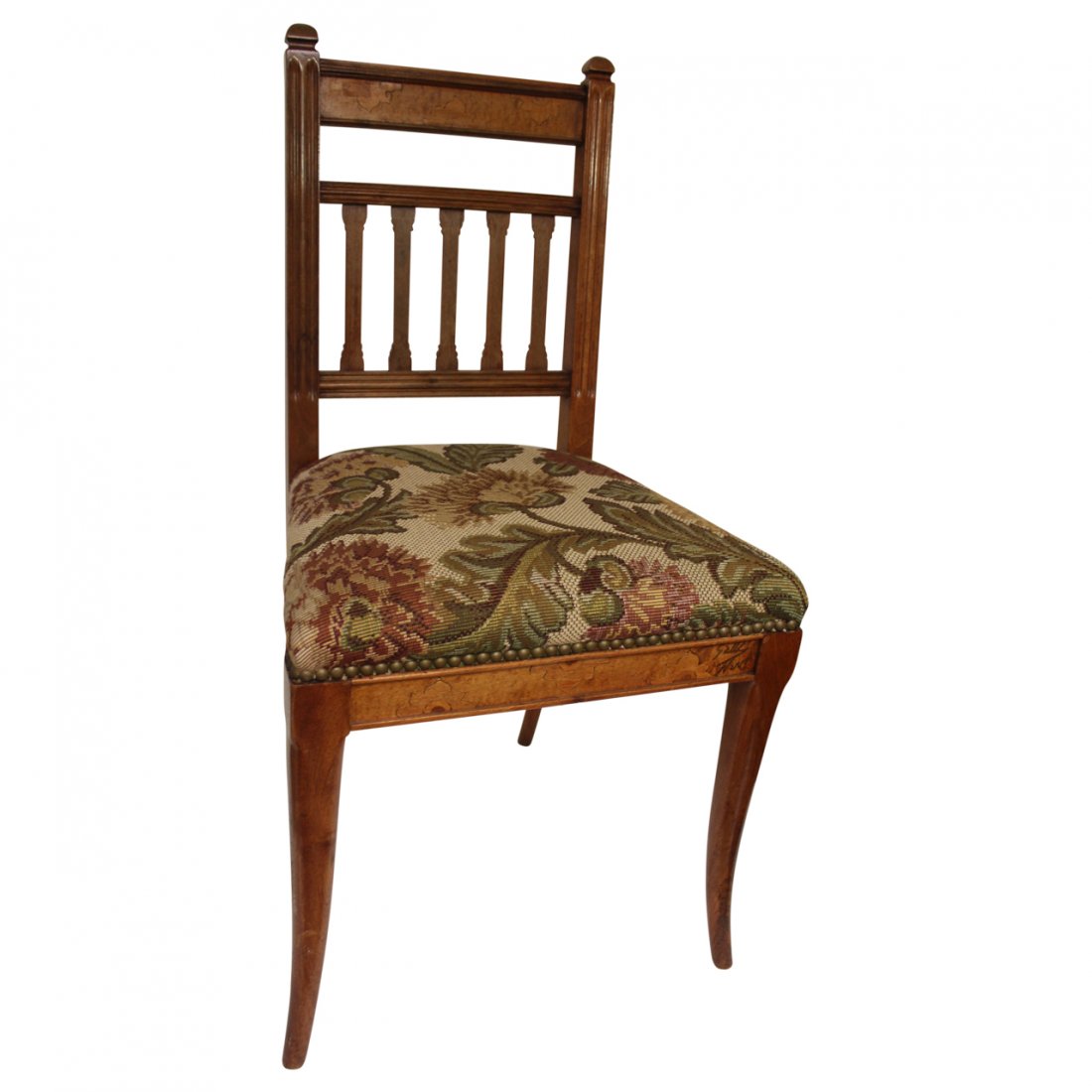 SIDE CHAIR EMILE GALLE (1846-1904): EMILE GALLE (1846-1904)An Emile Gallé Art Nouveau Mahogany Chair With Floral Inlays, Nancy, France Ca 1900 measuring W17 x H34 x D15