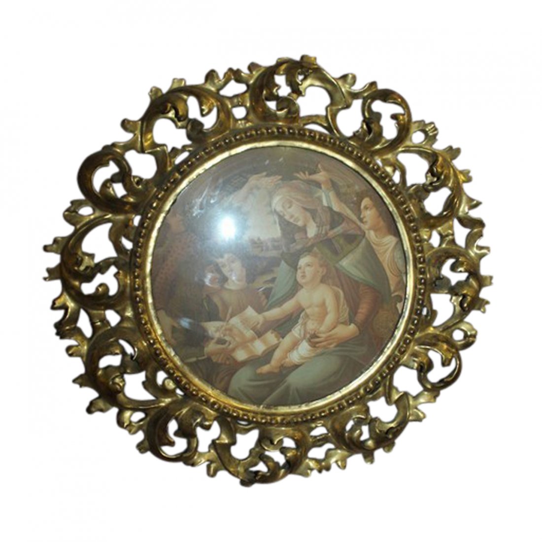 Antique Round Italian Gilt Wood Frame (1 of 1)