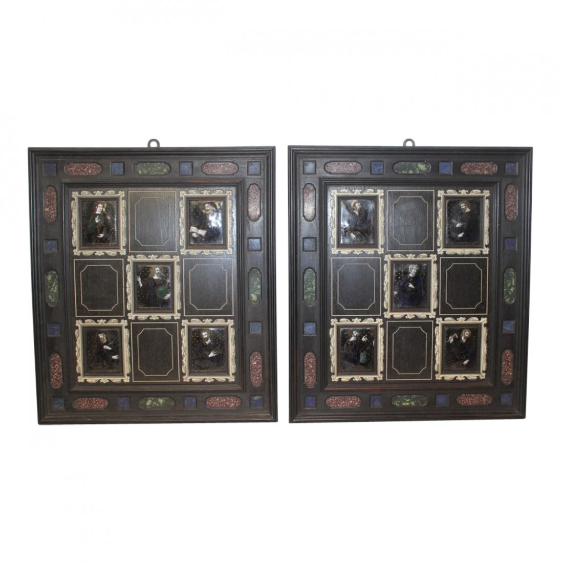 Rare Pair of G.B. Gatti Wood & Porcelain Plaques (1 of 11)