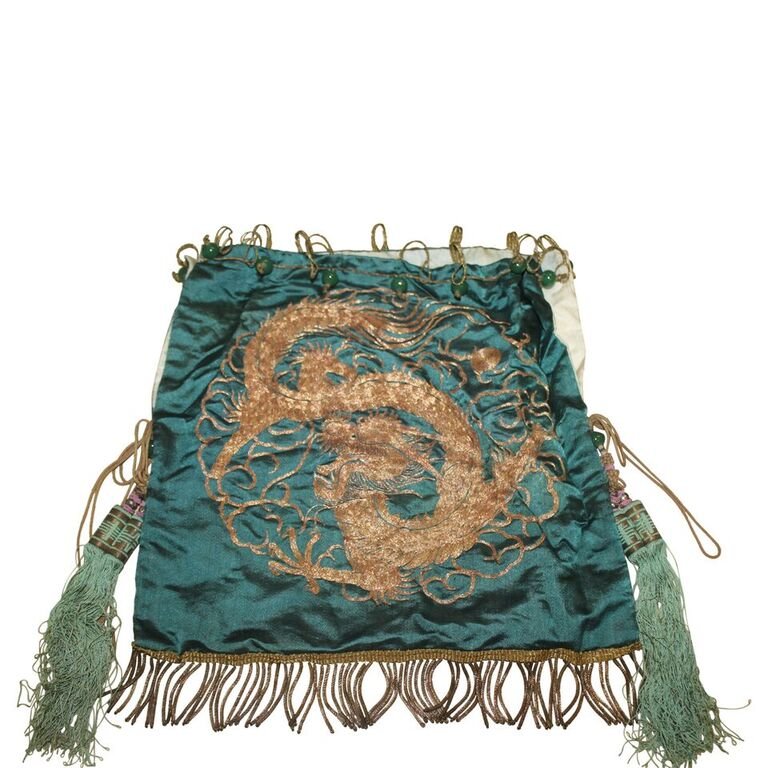 Antique Gold Thread Dragon Textile (1 of 2)