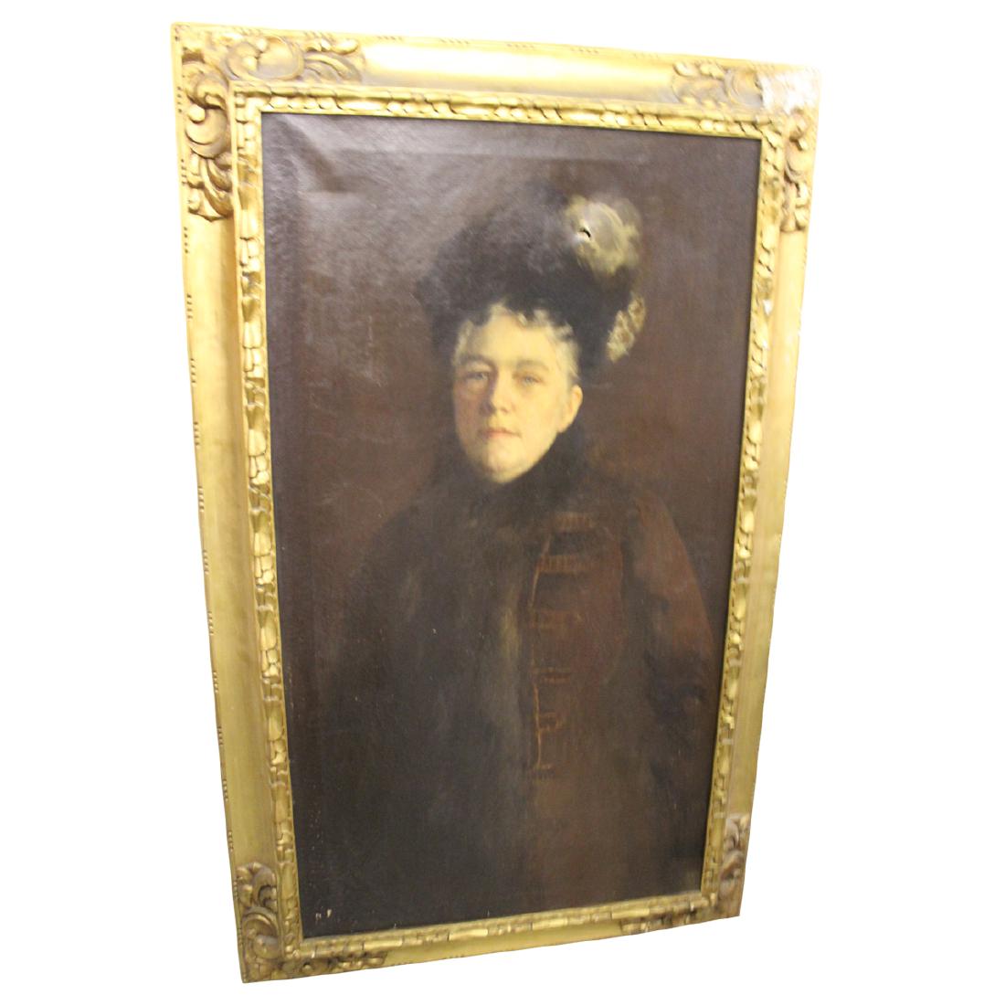 Large Antique Portrait of Gertrude Weld Parkinson (1 of 4)
