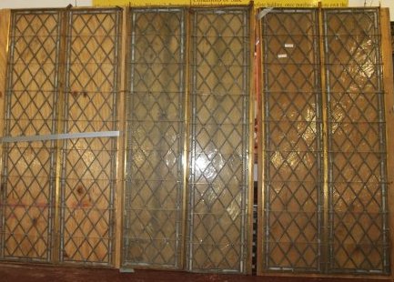 3 Large Antique Harlequin Leaded Glass Panels (1 of 2)
