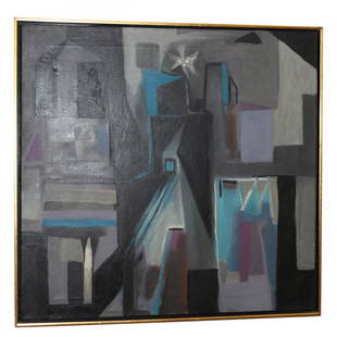 Modern Abstract Painting by R. Lapelle Philadelphia: Modern Abstract Painting by Signed R. LapelleMeasuring: Framed 25 x 24, painting 24 x 23 inches