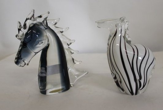 2 Murano Animals Horse and Zebra (1 of 4)