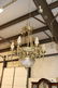 Large Antique Bronze and Frosted Glass Chandelier