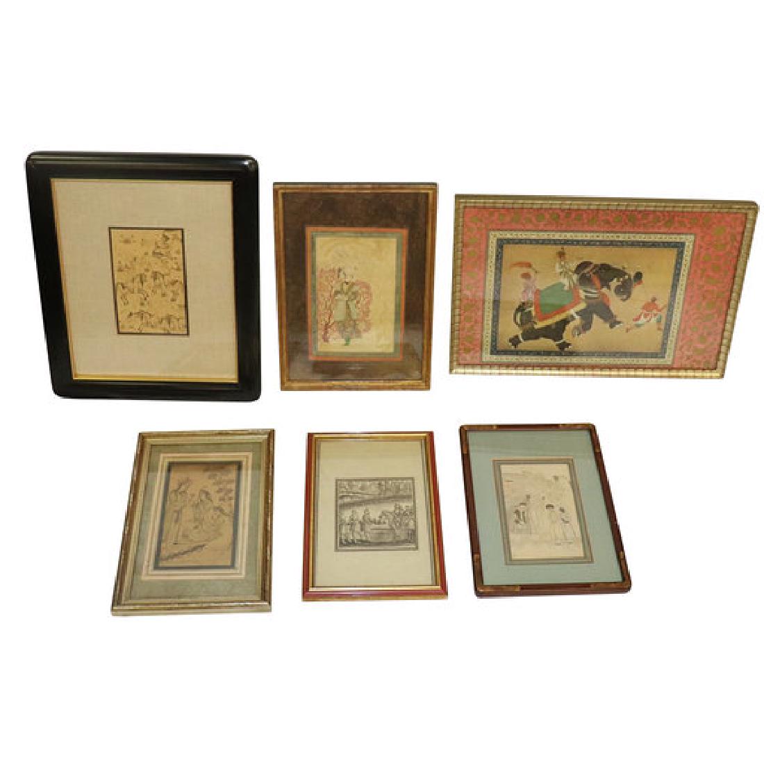 6 Antique Persian Drawings or Prints (1 of 7)