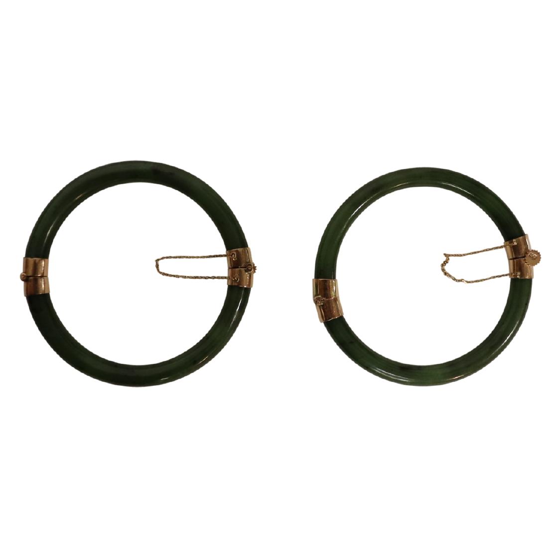 Pair of Jade and 14k Gold Bracelets (1 of 1)