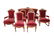 BEAUTIFUL 7 PCS RED VELVET VICTORIAN PARLOR SET