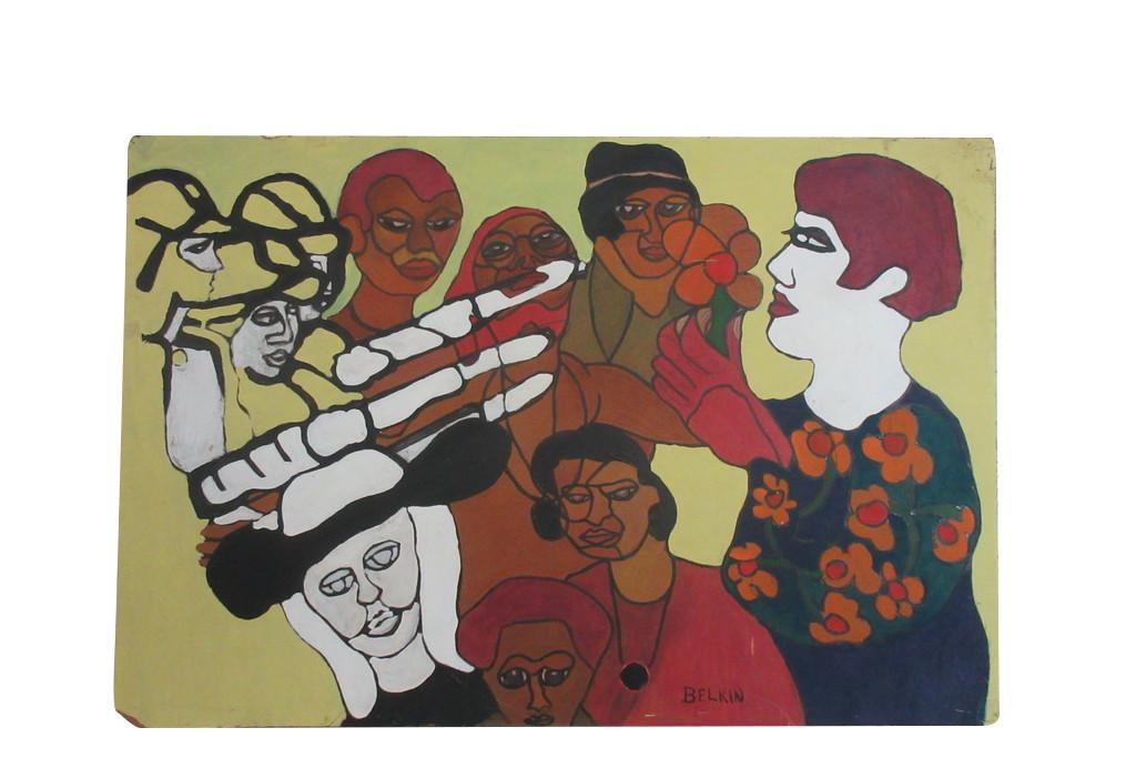 LARGE OIL ON BOARD SIGNED BELKIN (1 of 6)