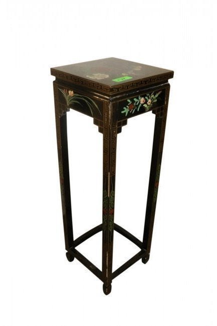 FINE BLACK LAQUER DECORATED ASIAN STAND (1 of 4)