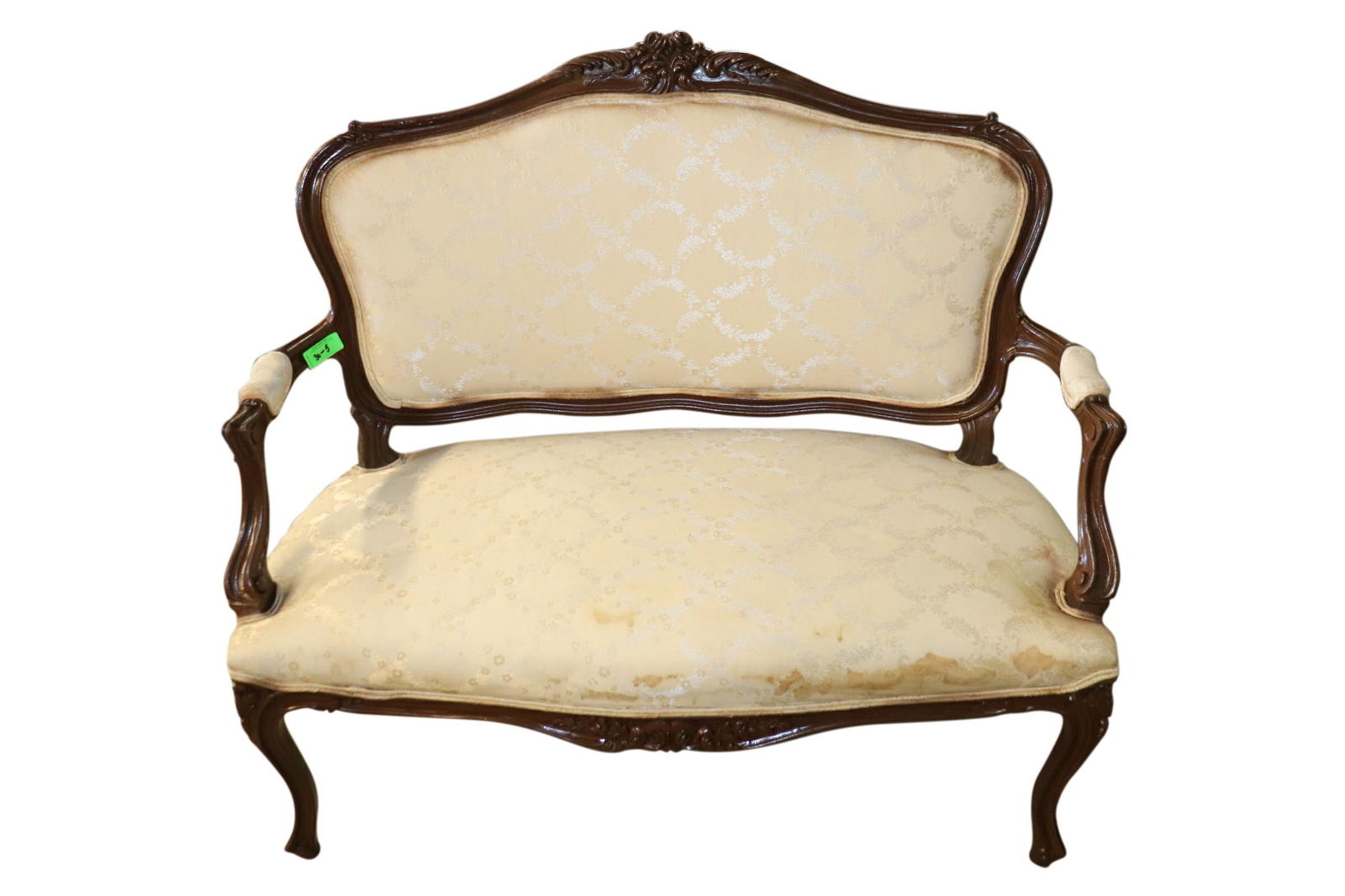 VINTAGE FRENCH WALNUT STAIN SETTEE (1 of 3)
