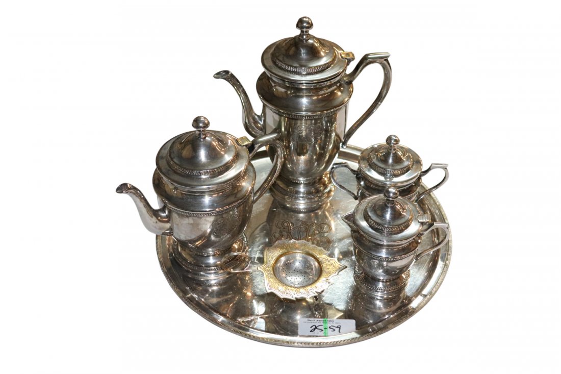 SILVER PLATE TEA SET (1 of 1)