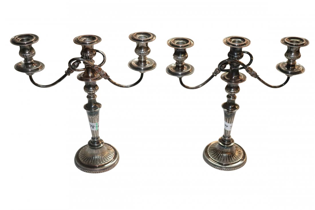 PAIR OF SILVERPLATE CANDELABRA (1 of 1)