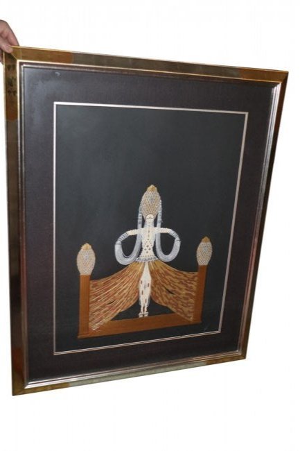 ENCHANTRESS BY ERTE: Serigraph on heavy art paper with gold foil embossing titled, "Enchantress" by famous Art Deco Artist Erte. It is from one of Erte's best, rarest, and most desirable series he ever created as he used