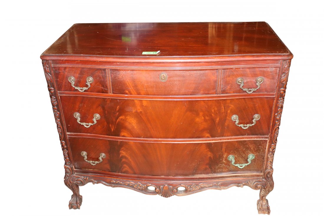 Flame Mahogany 3 Drawer Chippendale Vintage Chest (1 of 2)
