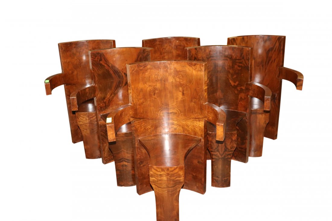 Set of 6 Art Deco Style Curve Chairs: Set of six Art Deco style curve chairs made of exotic wood.