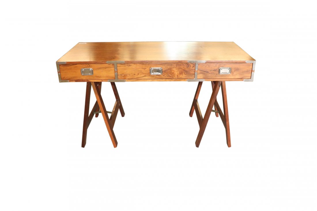Rosewood Campaign Desk on Saw Horse Legs (1 of 5)