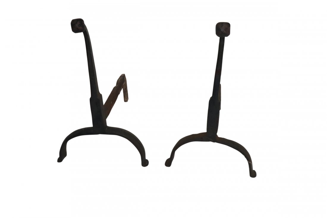 Pair of Antique Snake Head Andirons (1 of 3)