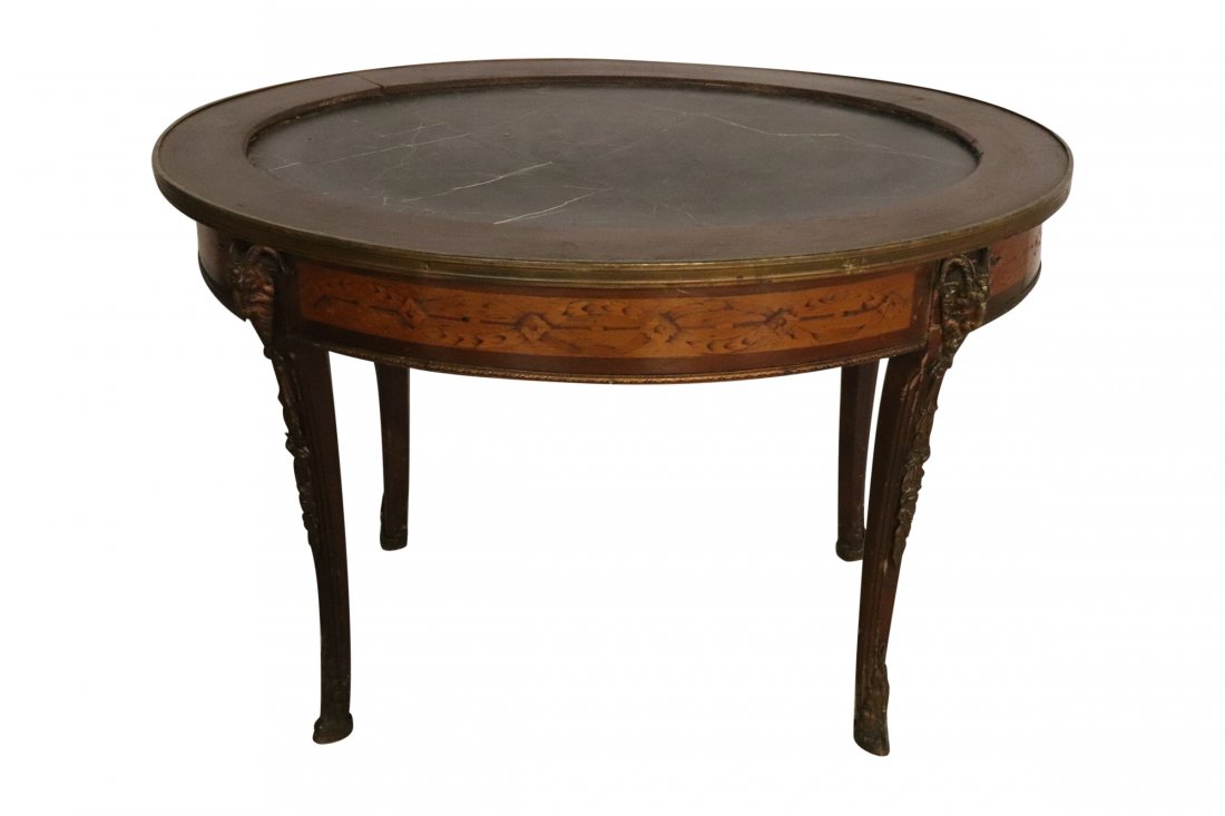 Marble & Bronze Oval Small Table Rams Heads (1 of 5)